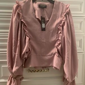 Gracia Bischop Sleeve Ruffle Dusty Rose Blouse